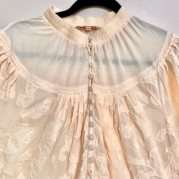 NWOT Rebecca Taylor Beige/Crème Floral Top-Stitching Blouse MSRP$350 - Picture 4 of 16